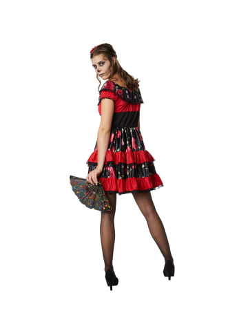 tectake Gruseliges, buntes, sexy Carmen-Kleid, schwarz/rot