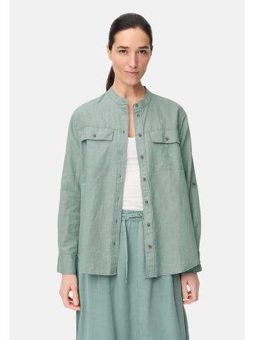 Camel Active Bluse mit Stehkragen und Knopfleiste in Jadeblau