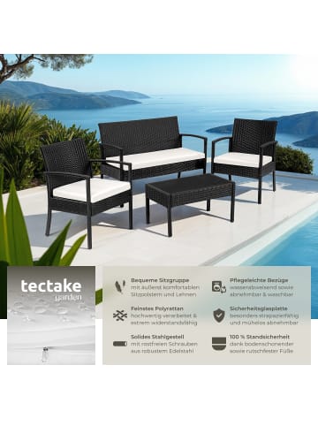 tectake Rattan Gartenlounge für 4 Personen, mit Sicherheitsglasplatte