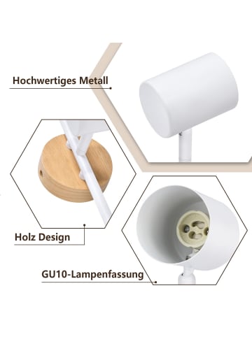 ZMH Deckenleuchte in Weiß 3-flammige GU10 Holz Modern Deckenspots Max.25W