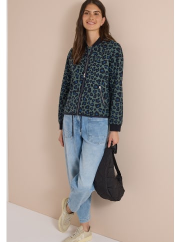 Cecil Blouson mit Tunnelzug und Leo-Muster in Dried Olive Green