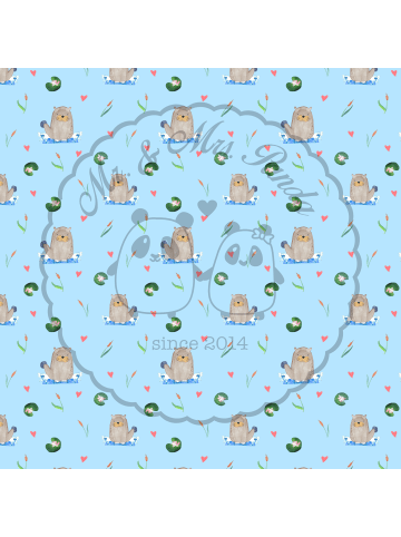 Mr. & Mrs. Panda kissen bedruckt Otter Stein ohne Spruch in Blau