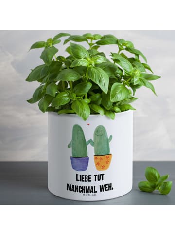 Mr. & Mrs. Panda Blumentopf Kaktus Liebe mit Spruch in Weiß