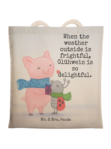 Mr. & Mrs. Panda Beutel Tasche Glühschwein Smörle Design mit Spruch in Weiß