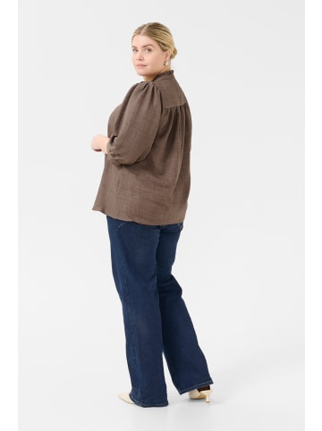 KAFFE curve Langarm-Bluse KCellinor in Deep Taupe CC