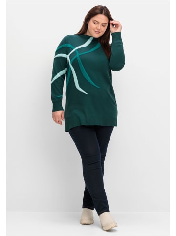 sheego Pullover in tiefgrün gemustert