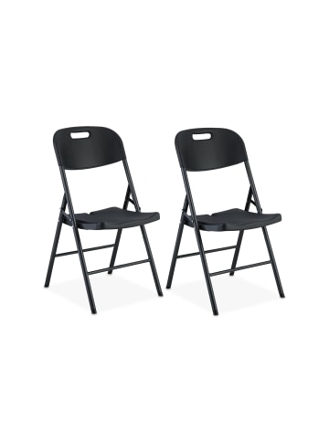 relaxdays 2 x Klappstuhl in Schwarz - (B)45 x (H)87 x (T)52,5 cm