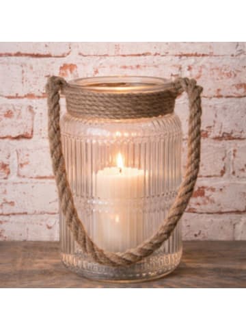 AltoBelli Windlicht BOGENSE Glas mit Kordel 21x14 cm