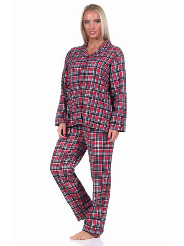 NORMANN langarm Flanell Schlafanzug Pyjama Set kariert - 70882 in rot