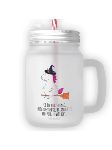 Mr. & Mrs. Panda Glas Einhorn Hexe mit Spruch in Transparent