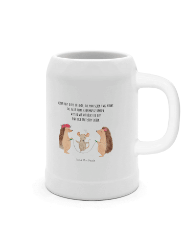 Mr. & Mrs. Panda Bierkrug Igel Seilhüpfen mit Spruch in Weiß