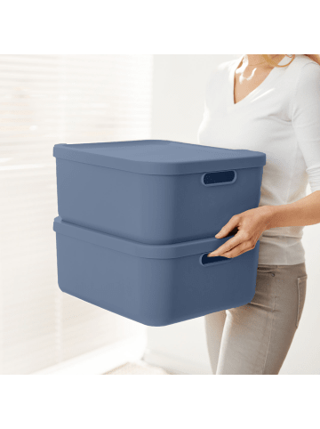 Rotho Albula Light 2er-Set Aufbewahrungskiste 20l in Horizontblau
