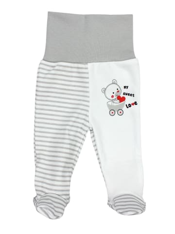 TupTam Baby Bekleidungsset Langarmbody Hose Mütze3 teilig in grau/beige
