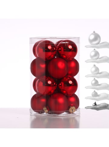 MARELIDA 16er Set Weihnachtskugeln Glas D: 3,5cm in rot