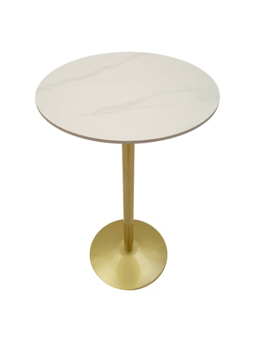 Mauro Ferretti Bartisch aus goldfarbenem Metall mit Marmorplatte, ø 60 x 103 cm