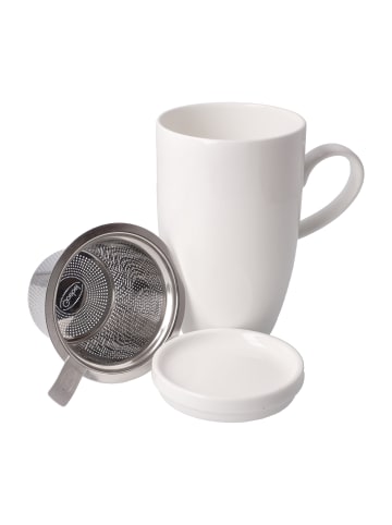 Kaiser Porzellan Teetasse mit Deckel und Sieb " weiß " in weiß