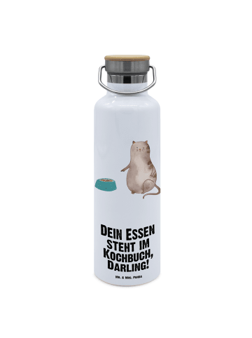 Mr. & Mrs. Panda Trinkflasche Edelstahl Katze Fressen mit Spruch in Weiß