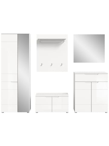 ebuy24 Garderobenmöbel Solero (5-teilig) Weiß 258 x 37 cm