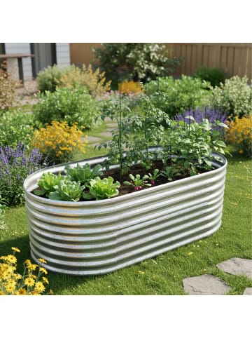 relaxdays Hochbeet in Silber - (B)160 x (H)80 x (T)80 cm
