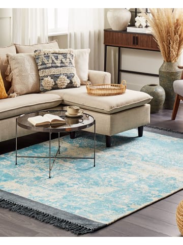 Beliani Kurzflor AKARSU in Blau/Beige - (W) 160 x (H) 0.4 x (L) 230 cm