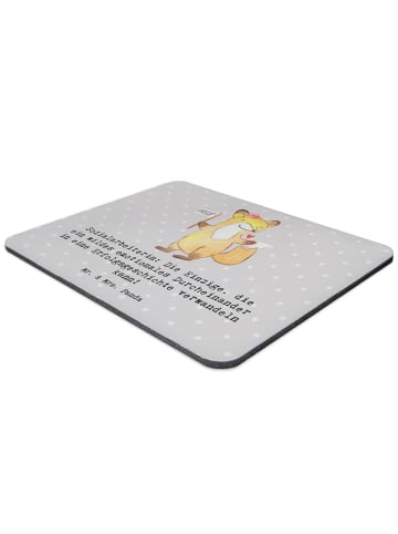 Mr. & Mrs. Panda Mousepad Sozialarbeiterin Erfolg mit Spruch in Grau Pastell