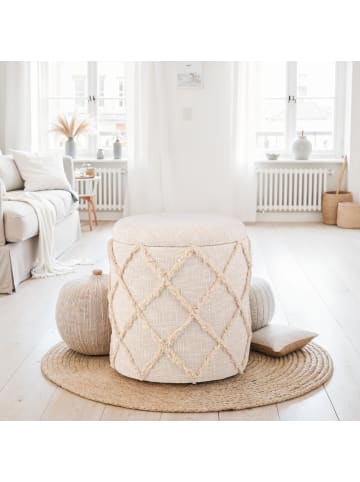 FineBuy Hocker und Sitzsäcke in Beige / Stoff / 40x40x45