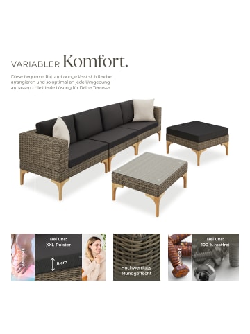 tectake Rattan Sitzgruppe mit Aluminiumgestell, hochwertiges Geflecht