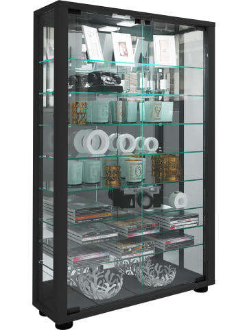 VCM  Glas Stand Vitrine Lumo Mini Spiegel in Schwarz