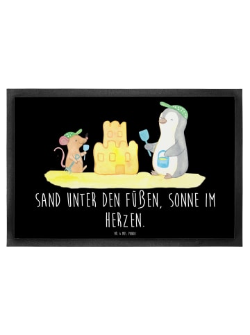Mr. & Mrs. Panda Outdoor-Matte Sommer Meer Strand mit Spruch in Schwarz