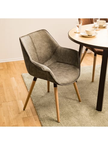 home24 Armlehnenstuhl Kantii I in Vintage Schlamm