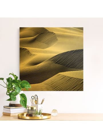 WALLART Leinwandbild Gold - Wellenmuster im Wüstensand in Schwarz-Weiß