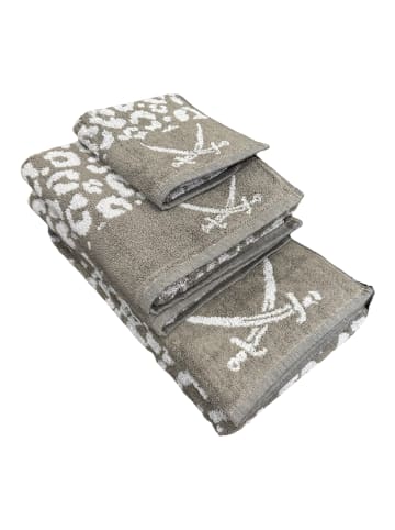 Sansibar 4-teiliges Handtuch-Set LEO, 100 % Baumwolle, Leo-Design in Taupe/Sand