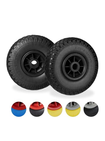 relaxdays 4x Sackkarrenrad "3.00-4" in Schwarz