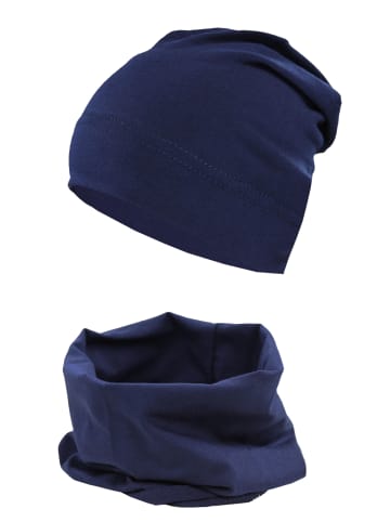 TupTam Jungen Beanie Mütze und Schlauchschal 2er Set in dunkelblau