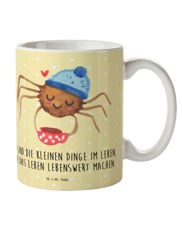 Mr. & Mrs. Panda Schulkind Tasse Spinne Agathe Kaffee mit Spruch in Gelb Pastell