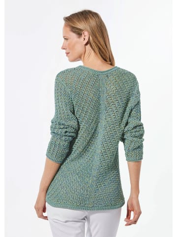 GOLDNER Kurzgröße:  Strickpullover Strickpullover mit V-Ausschnitt in bunt / gemustert