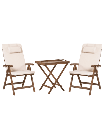 Beliani 3-tlg Klappbare Gartenmöbel AMANTEA PREMIUM in Braun/Beige