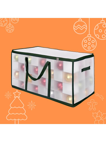 relaxdays Weihnachtskugel-Aufbewahrungsbox in Transparent/ Grün - (B)73 x (H)37 x (T)36 cm