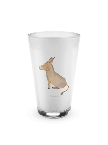 Mr. & Mrs. Panda Latte Macchiato Glas Esel ohne Spruch in Transparent
