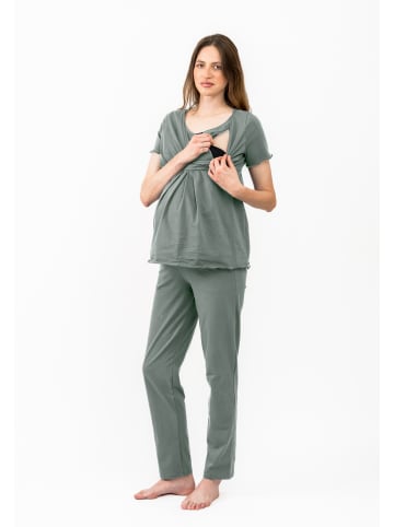 Cool Mama Umstands- und Still-Pyjama 2 in 1 in Olive