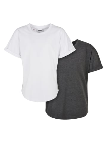 Urban Classics Long Tees in charcoal+white