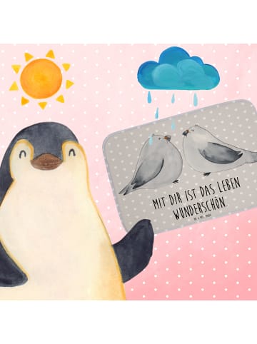Mr. & Mrs. Panda Badteppich Turteltauben Liebe mit Spruch in Grau Pastell