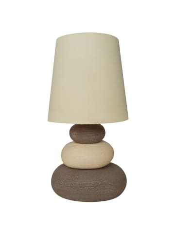 näve Keramik Tischleuchte "STONEY" in beige - (L)16cm x (B)16cm x (H)31cm