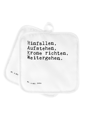 Mr. & Mrs. Panda 2er Set Topflappen  Hinfallen, Aufstehen, Krone... in Weiß