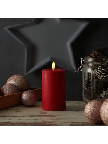 Adilina LED Kerze LINA Echtwachs Rustik-Optik 7x11cm in rot