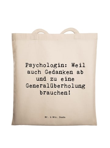 Mr. & Mrs. Panda Tragetasche Spruch Psychologin Gedanken mit Spruch in Creme