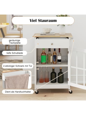 COSTWAY Küchenwagen mit Rollen in Weiß