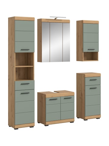 xonox.home Badkombination in Artisan Eiche/Salbei - (B) 164 x (H) 191 x (T) 34