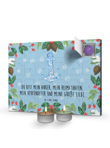Mr. & Mrs. Panda Duftkerzen Adventskalender Anker Blau mit Spruch in Eisblau
