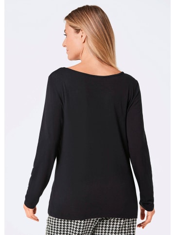 GOLDNER Shirt mit Glitzerprint, Rundhals in schwarz / gemustert